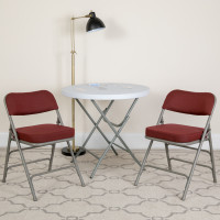 Flash Furniture 2-HA-MC320AF-BG-GG 2 Pk. HERCULES Series Premium Curved Triple Braced & Double Hinged Burgundy Fabric Metal Folding Chair